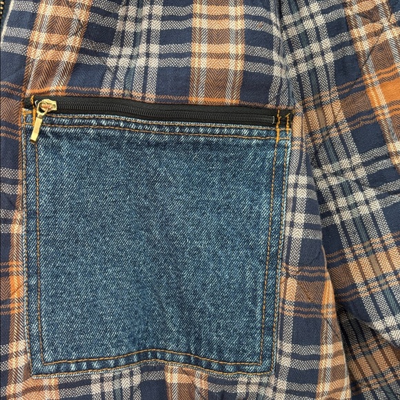 VTG Berne Men's 2XL Blue Denim Jean Bomber Hooded
Flannel Lined Jacket Coat - Picture 9 of 10